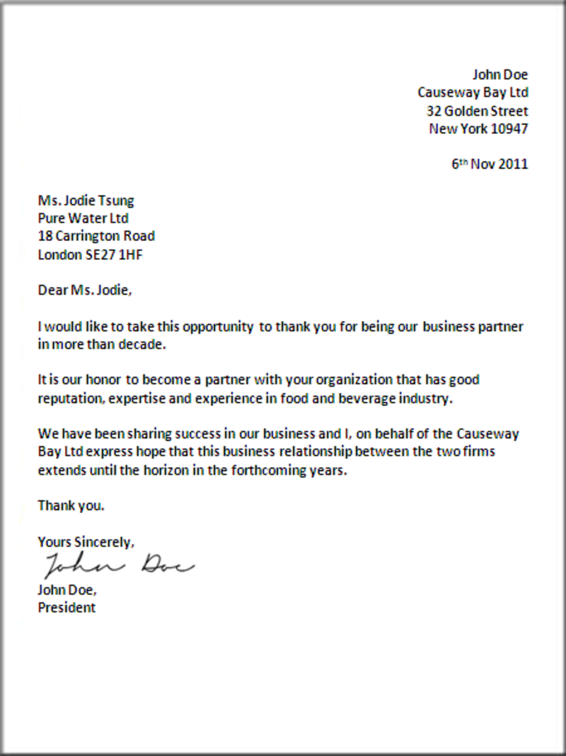 Formal Business Letter Format | Official Letter sample ...