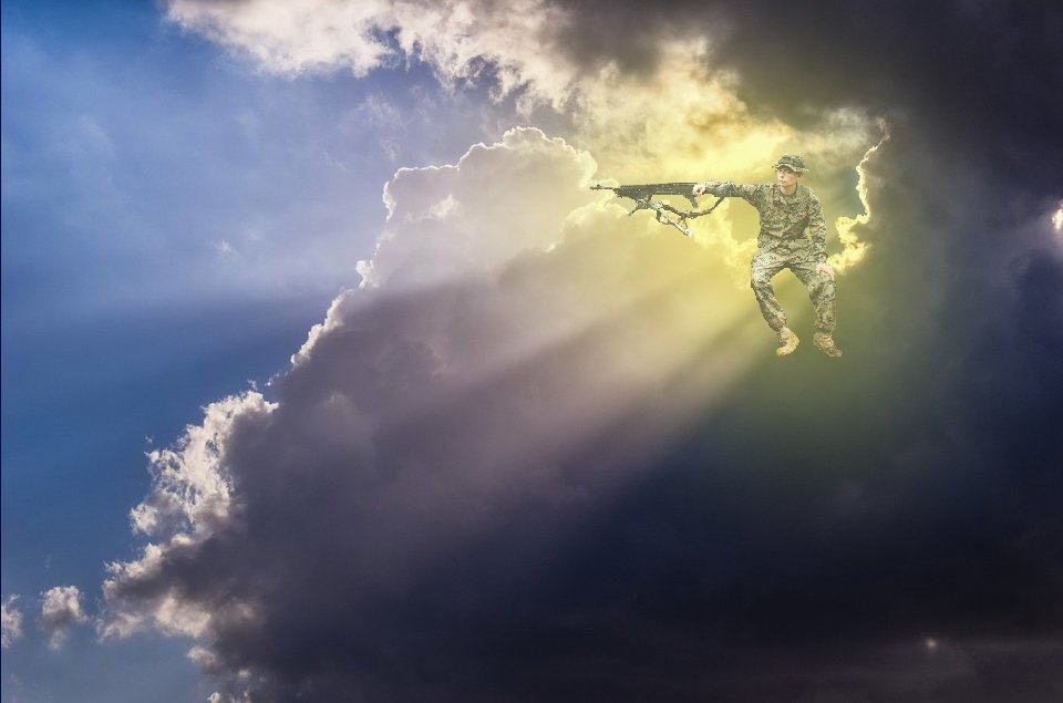 Marine guarding Heaven's Gates looks forward to growing beard after