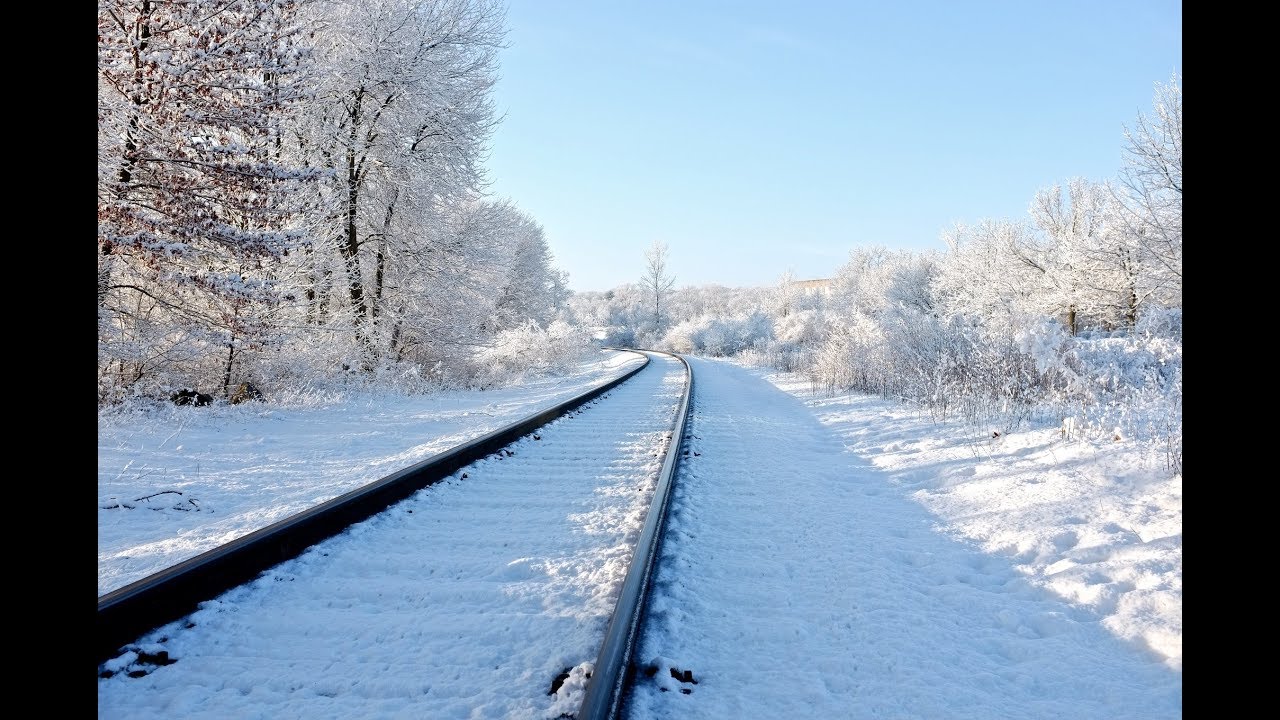 Live Train 24/24 Train Driver's View Cab Ride on Snow Cover White in