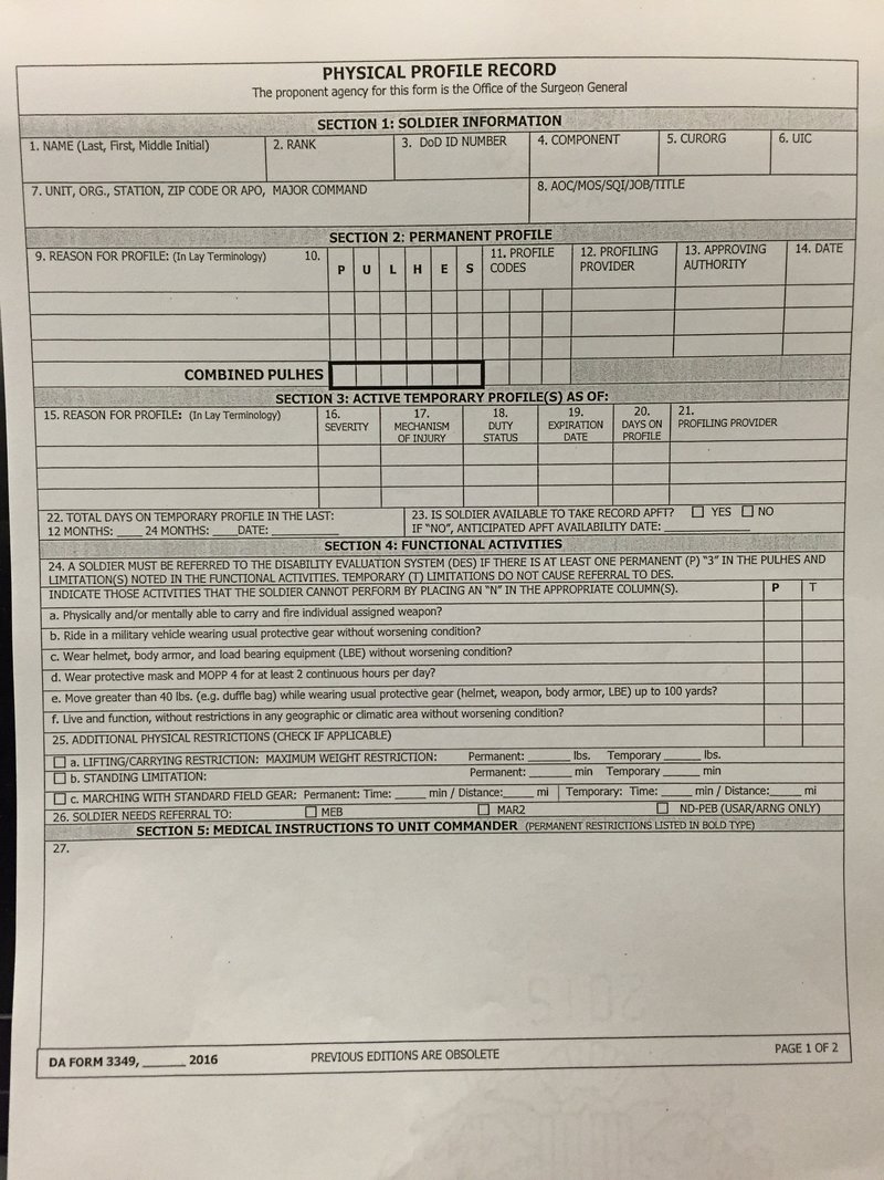 if a reservist has a profile for mental health and cannot be around da form for profile