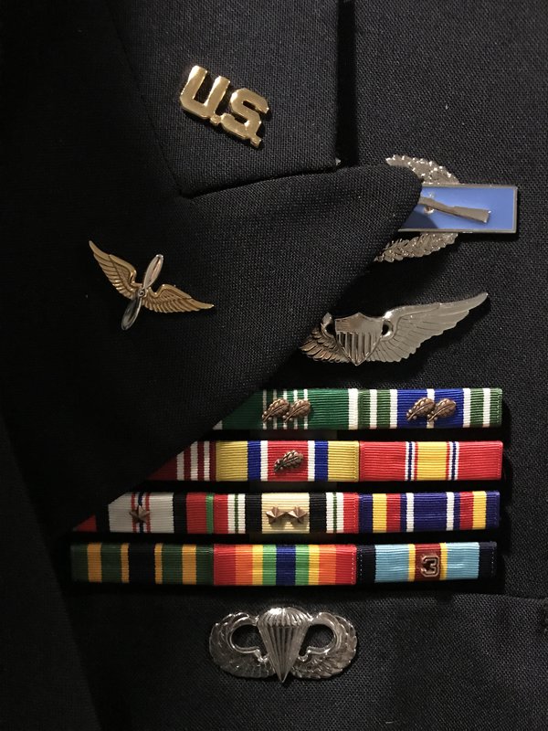 How do you wear the CIB and Army Aviation badges on your dress blues