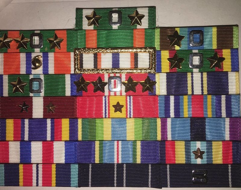 Good Conduct Medal with 3 stars for subsequent awards. National Defense