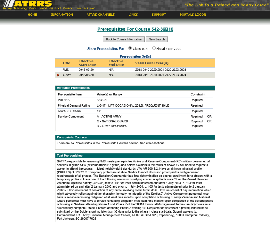 May I request for someone to access ATRRS for me to obtain the course